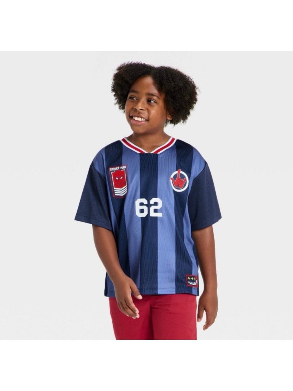 Boys' Marvel Spider-Man Short Sleeve Soccer Jersey - Blue S